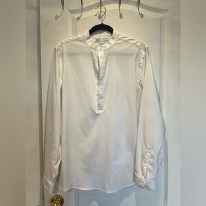 White Mandarin Collar 1/4 button up